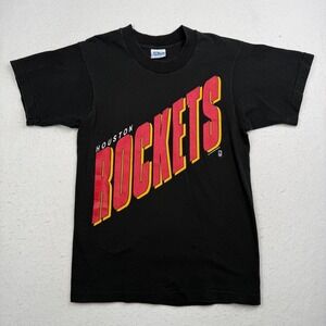 Vintage Houston Rockets Graphic Shirt Mens Medium Black NBA Basketball Salem 90s